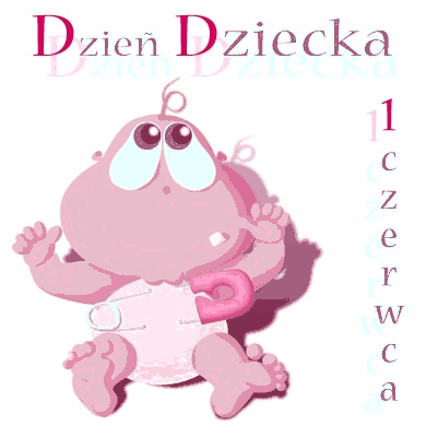 Niemowlę w pieluszce przypomina dzień dziecka 1 czerwca